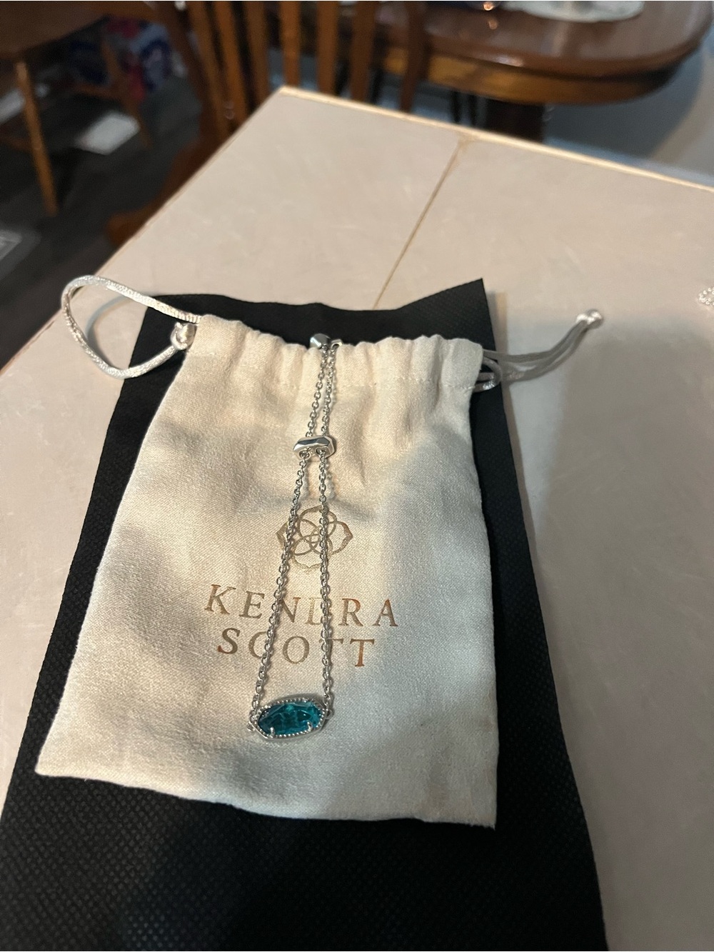 Kendra Scott Silver adjustable bracelet with London Blue Glass